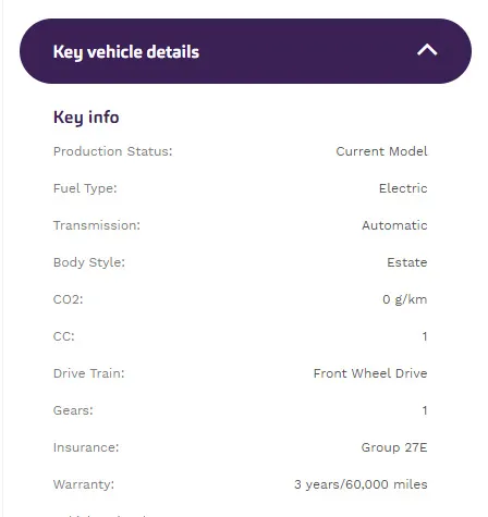 Key vehicle details